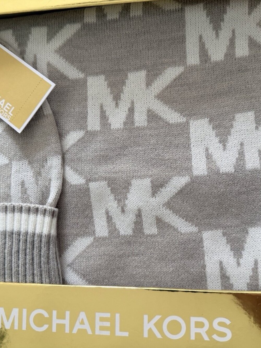 MICHAEL KORS PEARL HEATHER GREY HAT & SCARF 2 PIECE SET - NWT